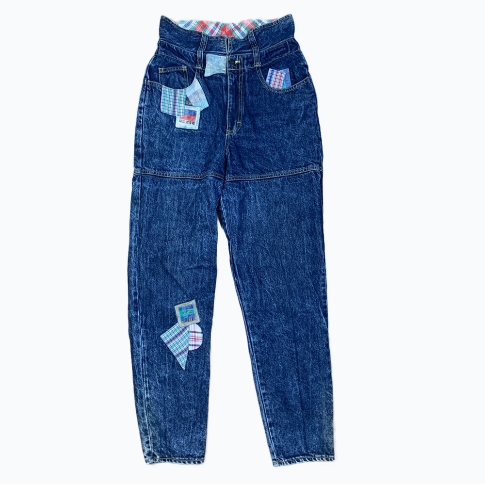 Vintage Patchwork Jeans 9/10 1980's  Cottagecore Acid Wash Made In Brazil ￼